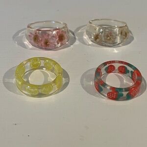 4 Resin Dings of Lemons, Watermelons and Dried Flowers